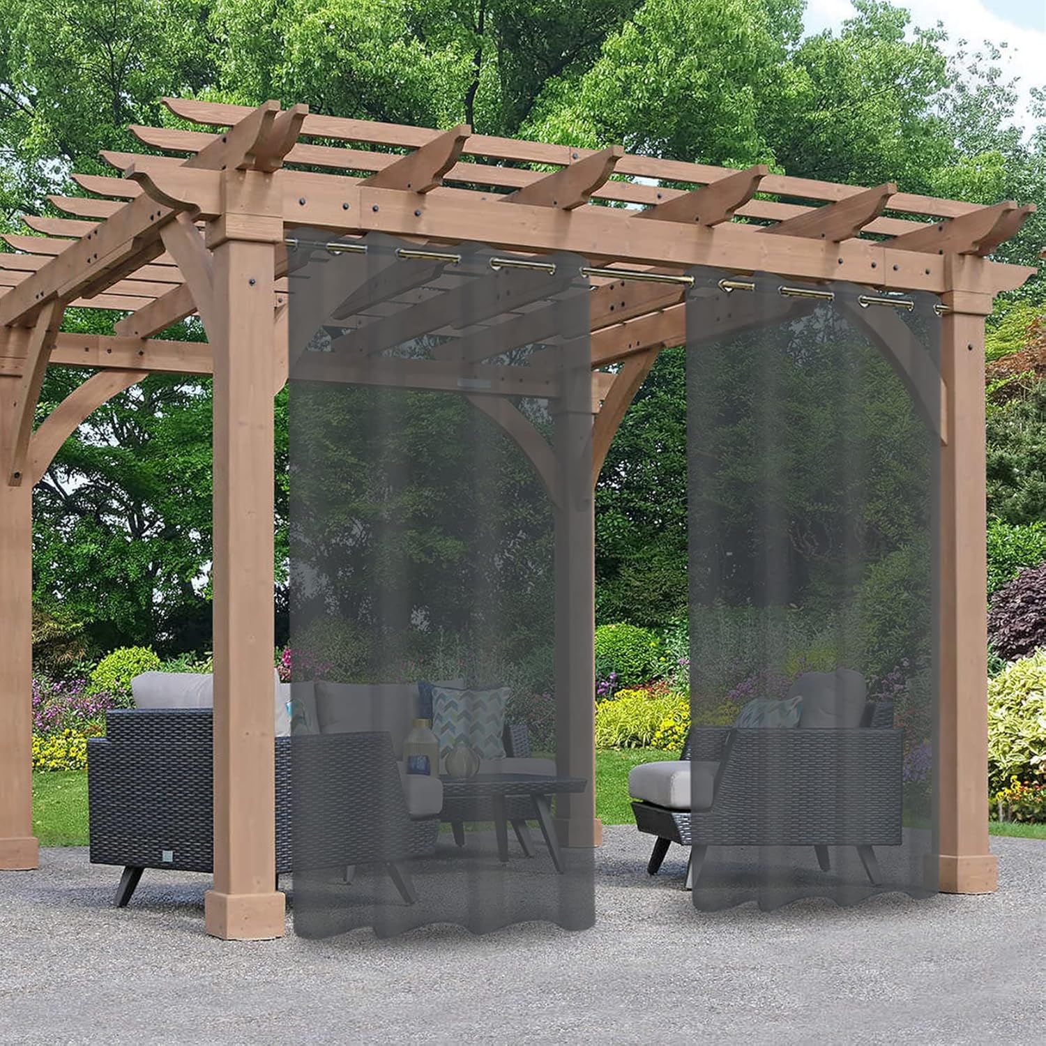 Outdoor Curtains - Joeoy Gray Semi Sheer Outdoor Curtains, Waterproof Grommet Sheer Curtains Window Panel, Keep Privacy for Patio/Porch/Cabin/Pergola/Arbor/Bedroom/Living Room (1 Panel, 54 by 84 Inch)