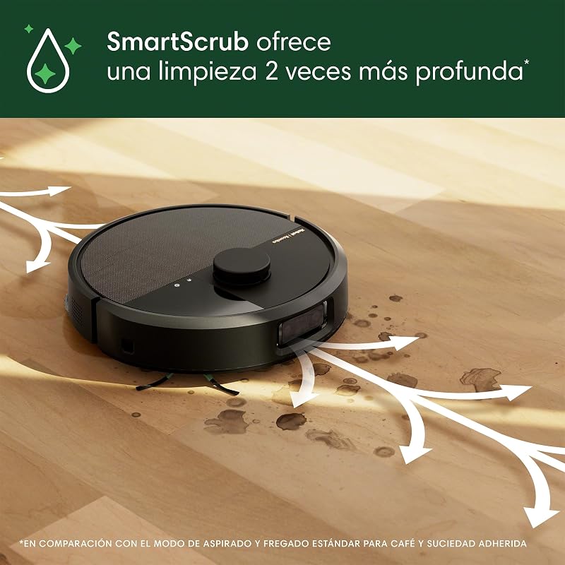 Roomba Plus 505 Combo con Base AutoWash multifunción y autolimpiable, Mopas DualClean con PerfectEdge, PrecisionVision IA, Clearview Pro LiDAR, Secado Aire Caliente mopas, 75 días autovaciado_N