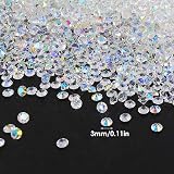 Lusofie 14400Pcs 3mm Acrylic Clear Diamond Rhinestones Vase Fillers AB Gold view 2
