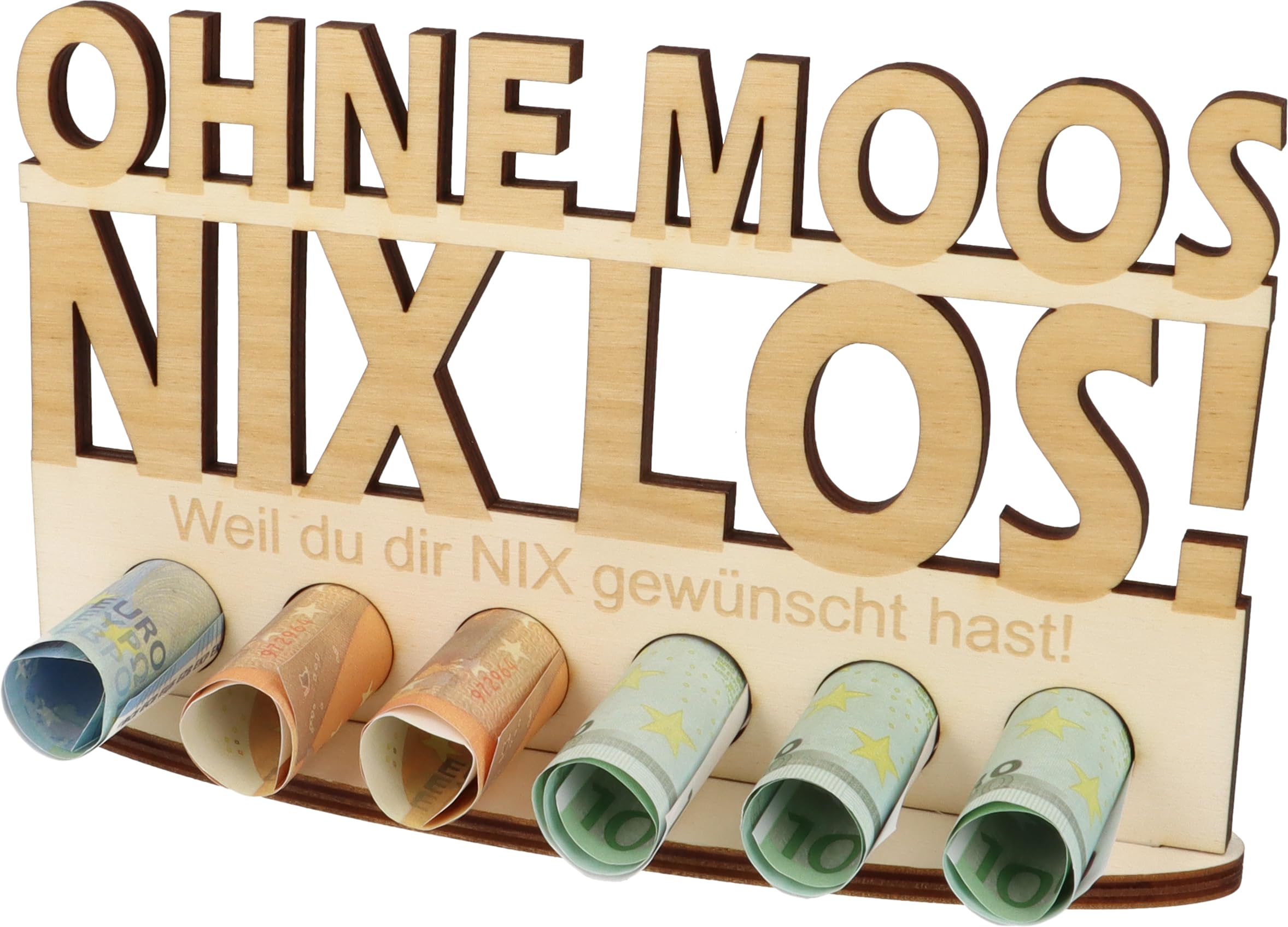 XL Money Gift Made of Wood with Laser Engraving Gift Idea Gift Voucher Packaging Funny Gift Money Gift for Women and Men (Without Moss Nothing Go!)