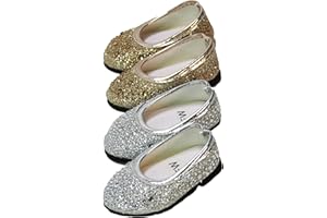 American Fashion World Gold and Silver Rhinestone Flat Shoes for 18 inch Dolls | 2 Pack | Premium Quality & Trendy Design | Dolls Shoes | Shoe Fashion for Dolls for Popular Brands