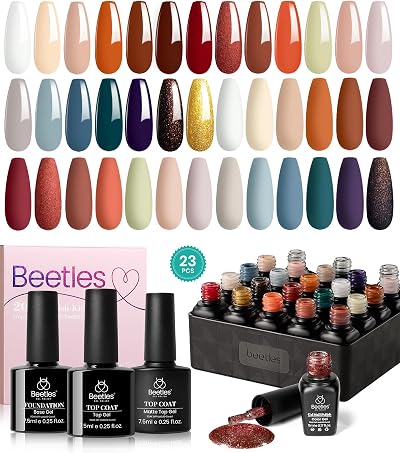 Beetles Gel Polish Kit 20 Colors with 3 Base & Top Coats UV LED Soak Off