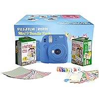 Fujifilm Instax Camera Mini 9 Bundle Pack with 40 Films Shot Free (Cobalt Blue)