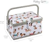 Hobby Gift Medium Sewing Box Organiser Kit with Handle Sausage Dog view 7