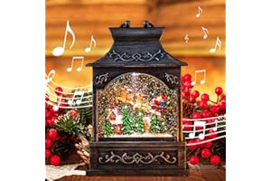 MUMTOP Christmas Lanterns, Lighted Christmas Snow Globes, Musical Snow Globe with Swirling Glittering and Battery Operated LED Light Christmas Home Decor(Santa Claus)