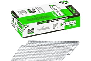 meite 15 Gauge 34 Degree DA Series Smooth Shank Angled Strip Finish Nails 1 1/2 Inch Length 38MM, 2000 PCS (Galvanized)