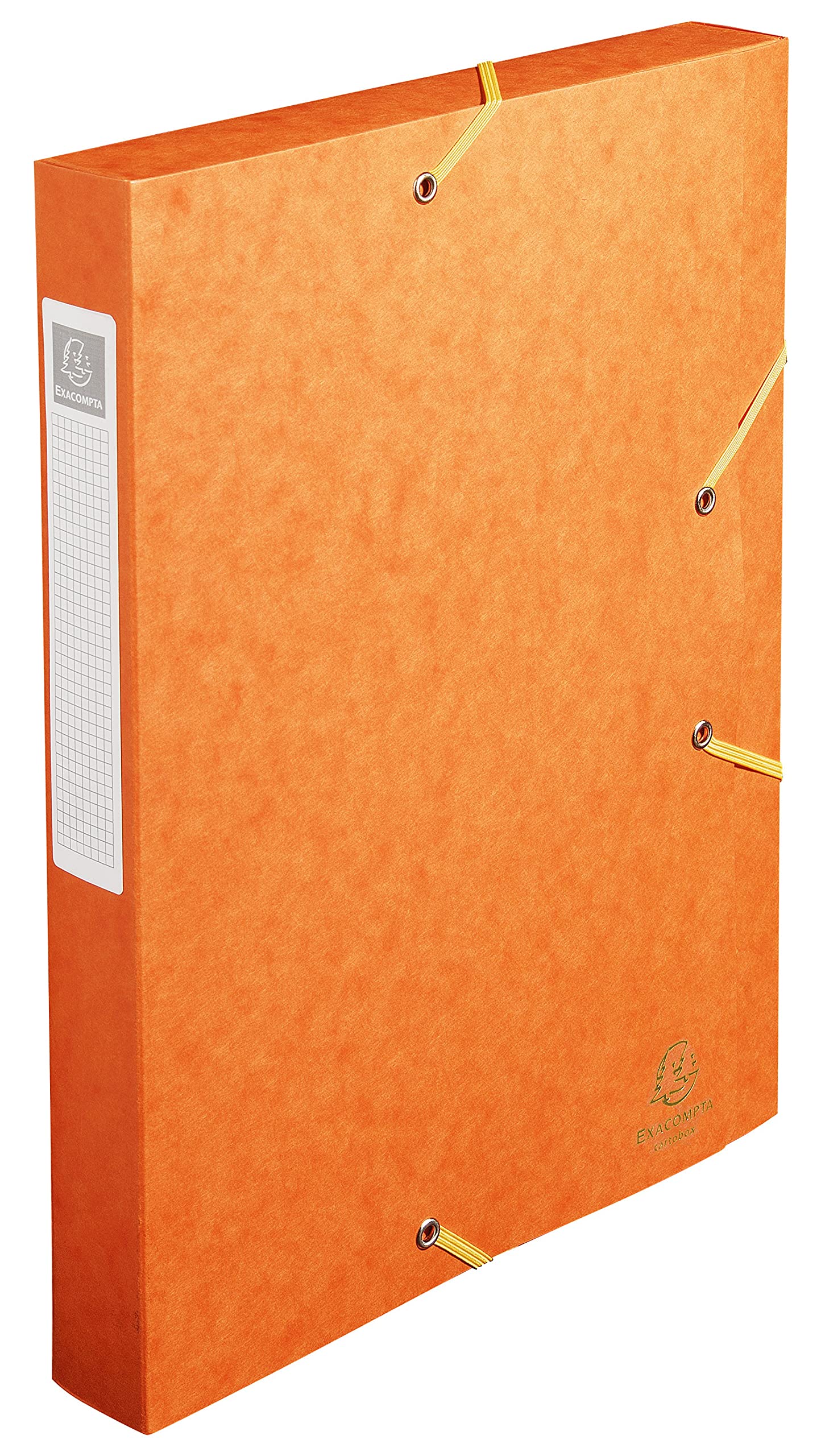 Exacompta - Ref 14017H - Cartobox Pressboard Filing Box - 25 x 33cm, Suitable for A4 Documents, Elastic Straps on 2 Corners, 40mm Spine, FSC-Certified - Orange