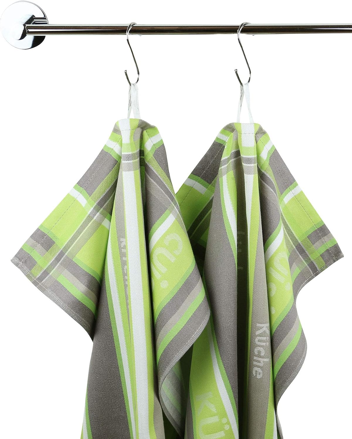 ZOLLNER set of 4 dishtowels, cotton, green stripes, approx. 50x70 cm, 50 x 70 cm - Image 5