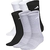 adidas womens Superlite Crew Socks (6 Pairs) Lightweight & Breathable