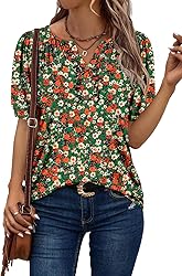 KISSMODA Women's Tunic Tops Casual V Neck Short