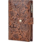 GOIACII Women's Wallet RFID Blocking Trifold Ladies Travel Wallet Purse with Coin Zipper Pocket Brown