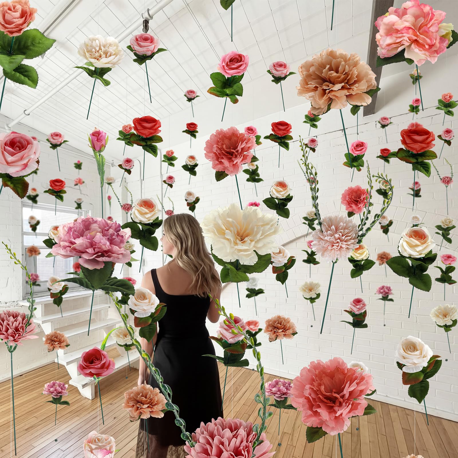 Photo 1 of XunYee 6 Pcs 35.4 ft Flower Garlands Artificial Wildflower Vines Floral Hanging Backdrop Fake Flower Garlands Faux Silk Wildflower Vine for Wedding Bridal Shower Home Garden Wall Arch Decor(Pastel)