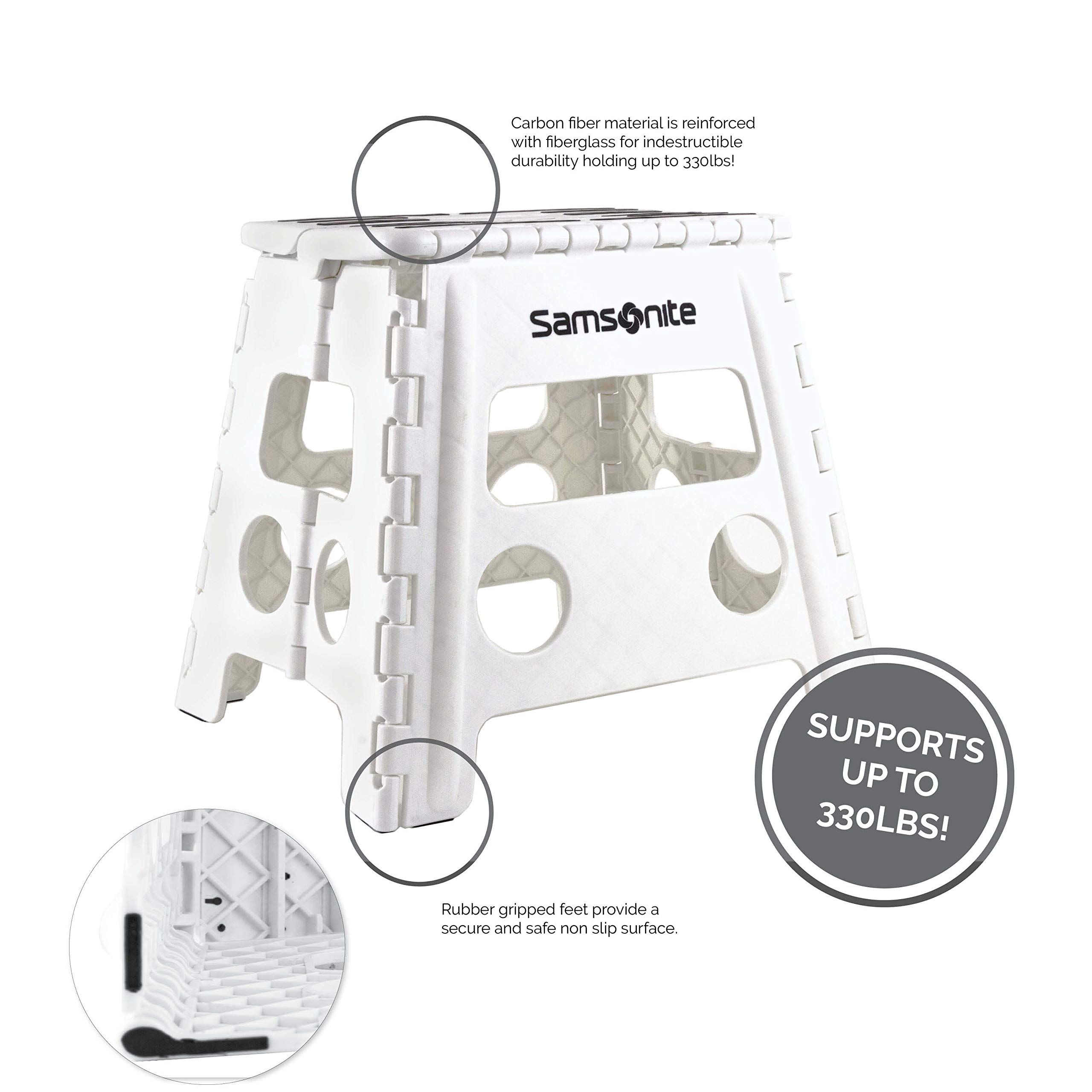 Samsonite Folding Step Stool In Aqua/Teal 13" High Double Handle