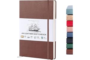 Beechmore Books A5 Sketchbook – 5.8x8.3" Premium Vegan Leather Bound Large Sketch Book Hardcover With 156 Thick 160gsm Perfor