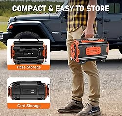 Tire Inflator Portable Air Compressor, 12V DC 110V