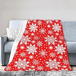 Perinsto Winter Snowflakes Red Snow Throw Blanket