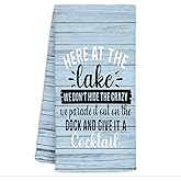 CIOJUNE Rustic Kitchen Towels - Lake House Decor for The Home Gifts,Dish Towels for Kitchen, Here at The Lake Decorative Hand Towels for Bathroom, 16x24