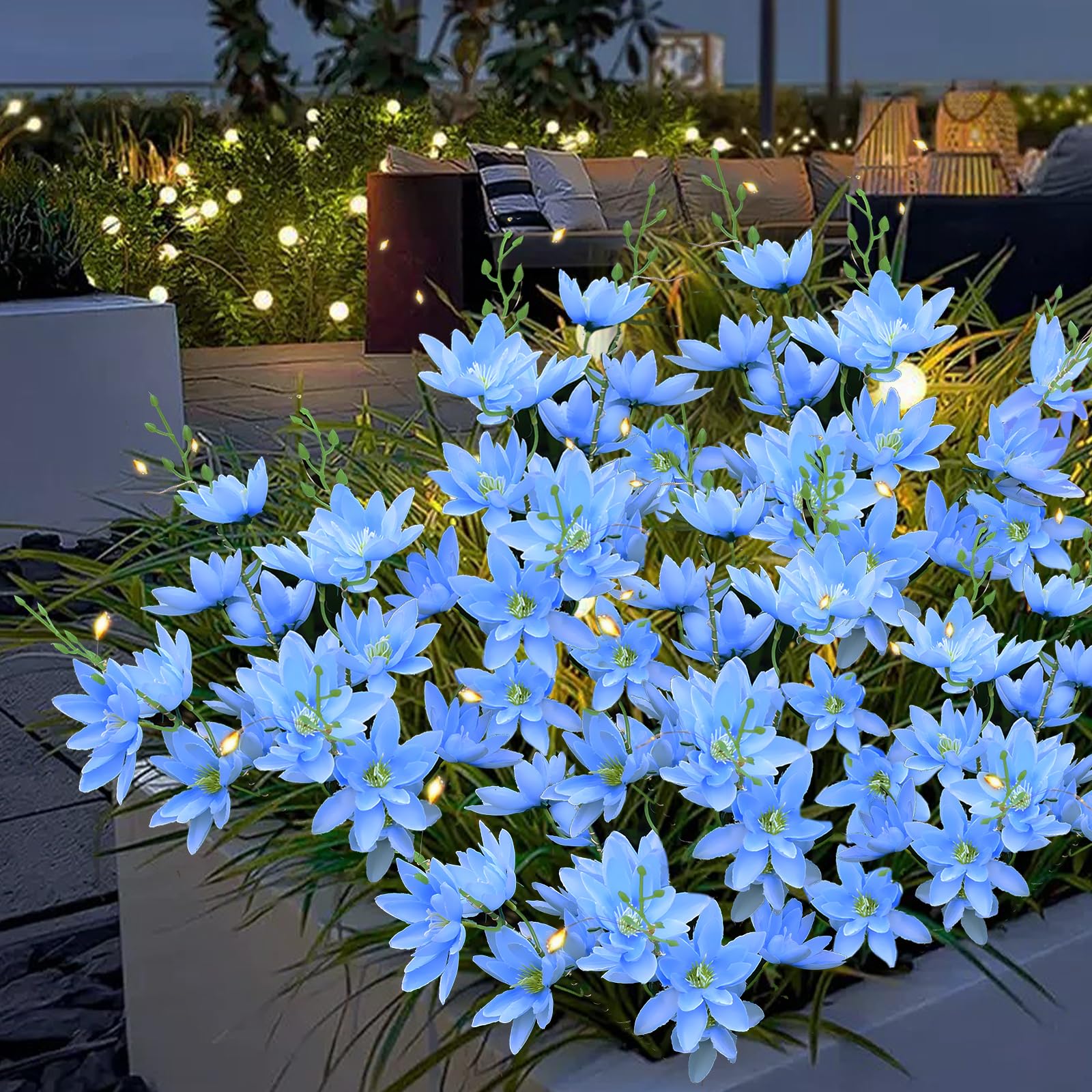 Solar Lights Outdoor, 2 Pack Solar Garden Lights with 40 Flowers-Symbolizing Hope and Purity, Solar Powered Flower Lights Outdoor Waterproof- for Yard,Patio,Garden Decoration