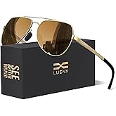 LUENX Aviator Sunglasses for Men Women Polarized New Shades Large Metal Frame - UV 400 Protection