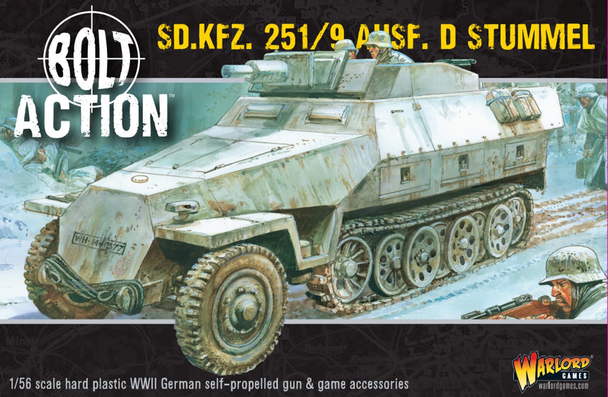Warlord Games SdKfz 251/9 Ausf. D Stummel - 1:56 / 28mm Plastic Scale Model Halftrack for Bolt Action Highly Detailed World War 2 Miniatures for Table-top Wargaming