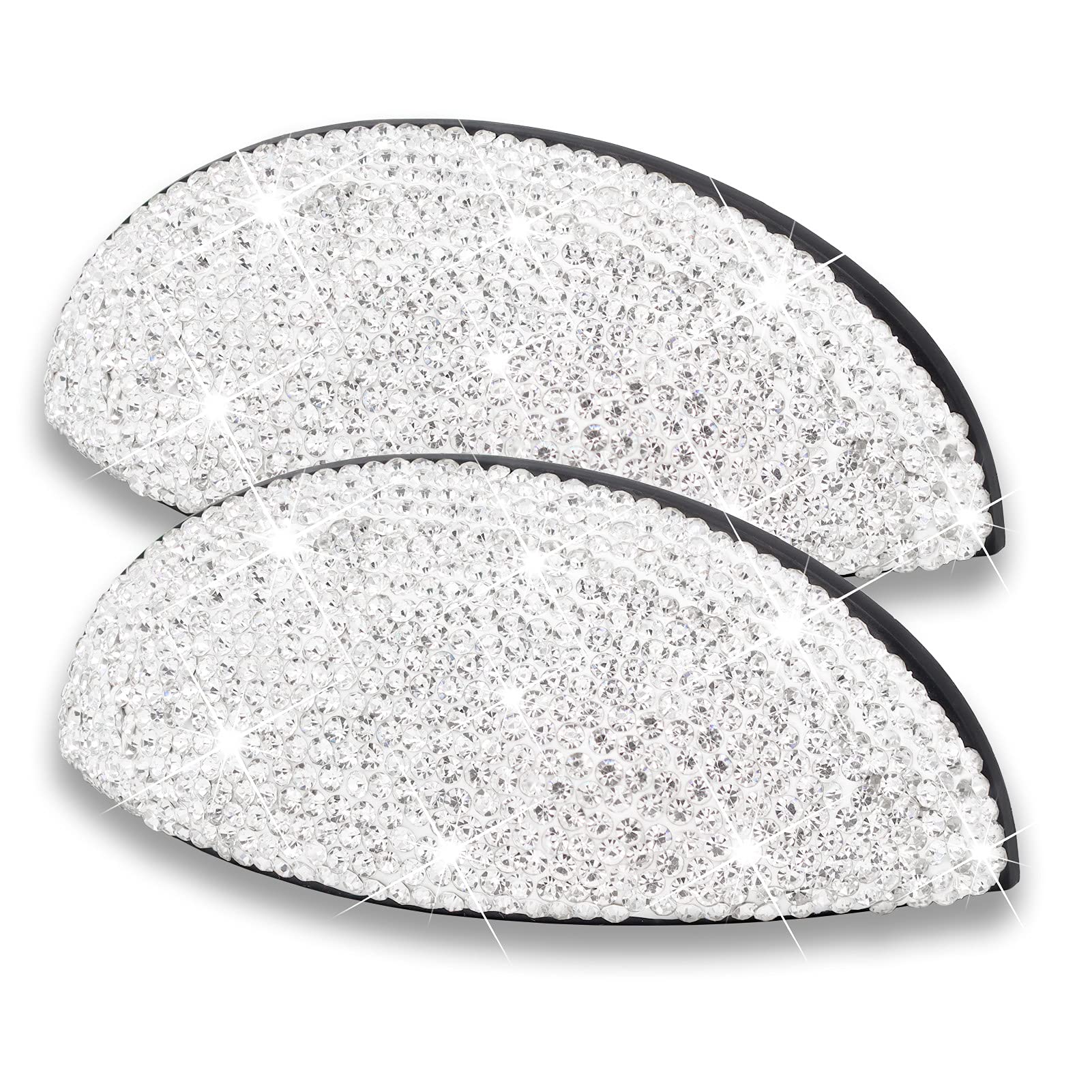 Photo 1 of 2Pcs Bling Drawer Pulls Flat Cup Pull, Zinc Alloy Handmade Crystal Decoration Knobs Shell Ear Like Handles with Screws for Home Kitchen Bathroom Office Cabinet Dresser Bin Hardware (White)