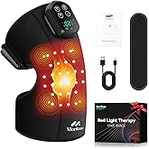 Morfone Red Light Therapy Device for Knee,3 Vibration Modes and 4 Heating Levels,5000mAh Wireless Rechargeable, 660nm and 850nm Infrared Red Light Therapy for Knee,Gifts for Women Men