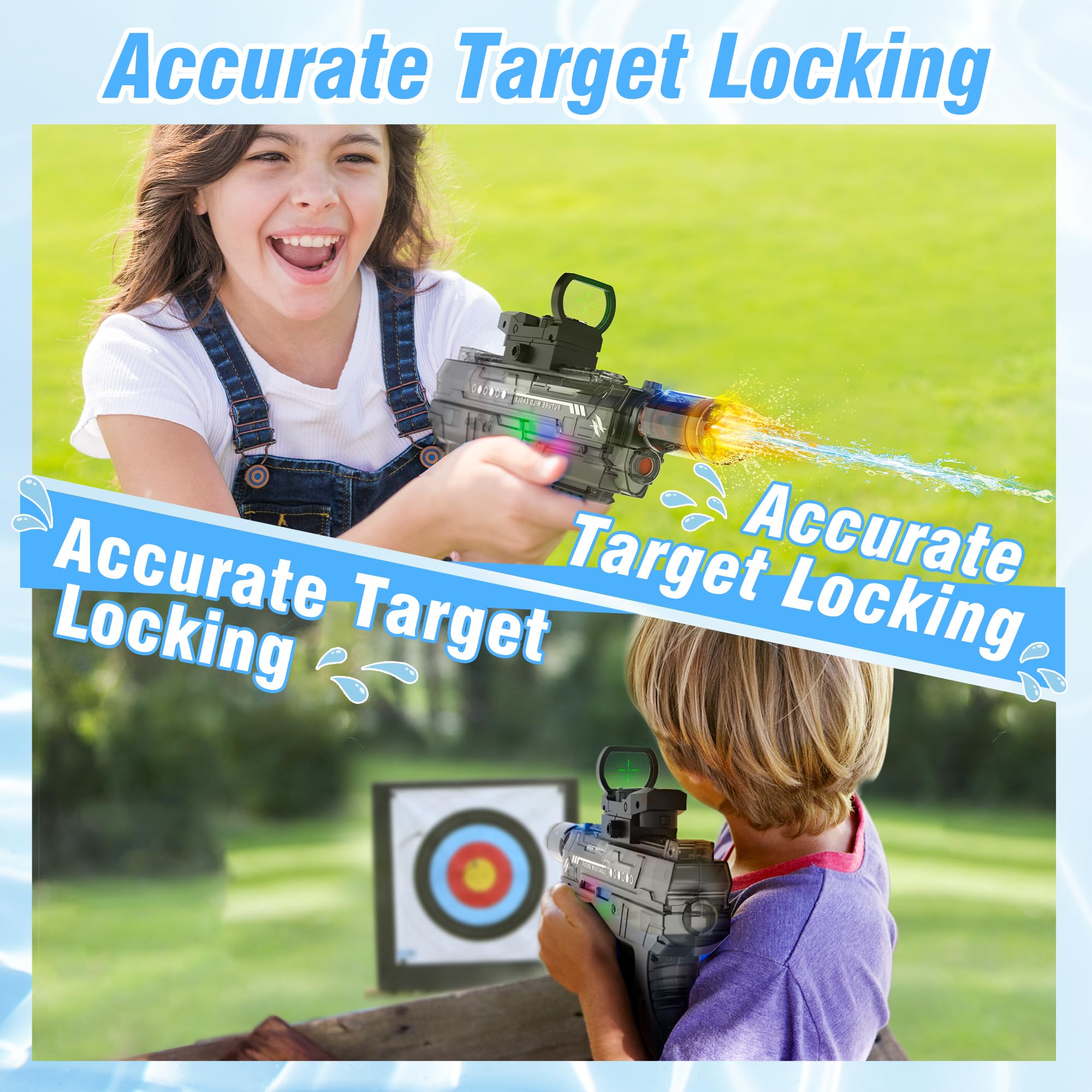 Electric Water Guns for Adults & Kids,Realistic Automatic Water Gun with 26-32 FT Long Range,800ml Large Water Tank,Splash-Resistant Design,Summer Outdoor Pool Beach Toy for Backyard Games(Black)