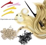 Duufin Hair Extensions Tools Kit 500 Pcs Blonde Micro Ring Beads Plier Kit view 6