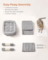 Feandrea Cat Tree Tower 74 cm M Large Perch 2 Caves Scratching Post Grey view 6