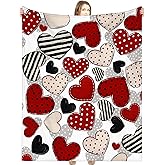 Buryeah Valentine‘s Day Blanket Throw Gifts Candy Hearts Love Throw Blanket Vintage Couch Sofa Soft Warm Bed Blankets for Women Men Conversation Party, 50 x 60 Inch(Vintage Heart)