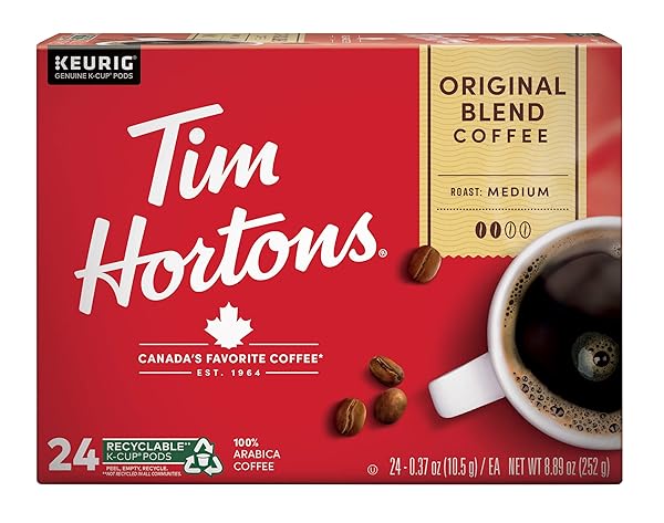 TIM HORTONS ORIGINAL BLEND, MEDIUM ROAST COFFEE, SINGLE-SERVE K-CUP PODS COMPATIBLE WITH KEURIG BREWERS, 24 COUNT(PACK OF 1)(PACKAGING MAY VARY)
