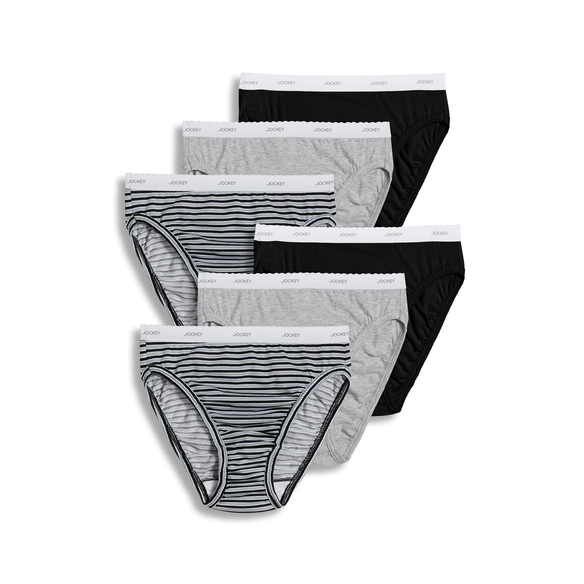 Jockey Women's Underwear Classic French Cut - 6 Pack, Grey Heather/Simple Stripe/Black, 5 Image
