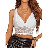 Avidlove Bralettes for Women Lace Wireless Bra V Neck Racerback Crop Top Adjustable Lingerie No Padded