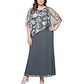 S.L. Fashions Womens Plus Size Stretch Knit Sparkle Beaded Overlay Cape Dress