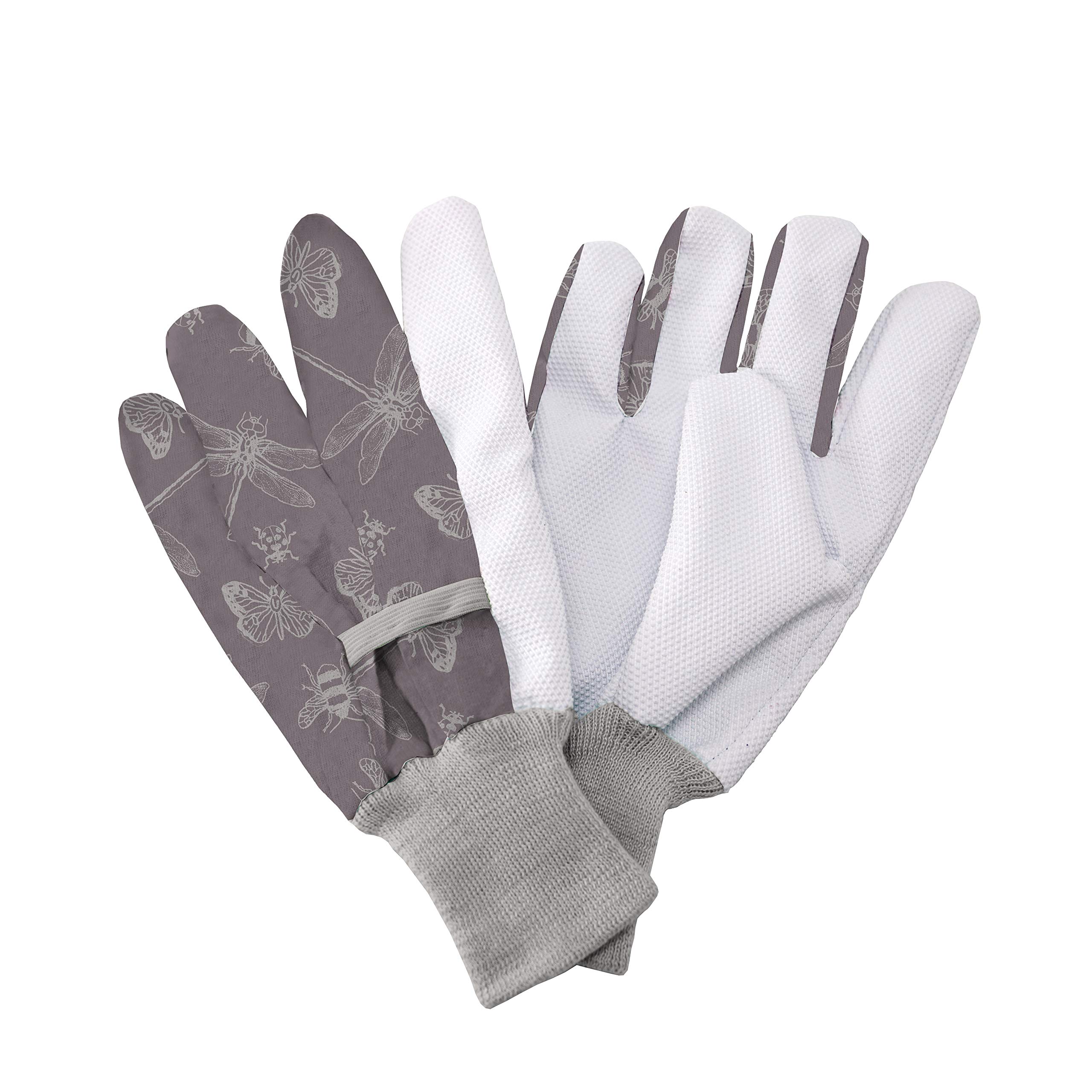 Westland Kent & Stowe Jersey Cotton Gardening Grip Gloves Flutter Bugs (Purple)