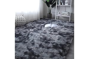 ROCYJULIN Area Rug 5x7 for Bedroom, Fluffy 5x7 Area Rugs for Living Room, Ultra Soft 5x7 Rug Non-Slip Shag Fuzzy Rug for Nursery, Kids, Girls, Boys, Grey