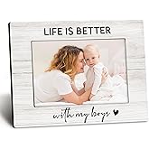 DUXMNAMG Mom Son 4x6 Picture Frame, Boy Mother Gifts, Mothers Day Birthday Gifts from Boys, Mom of Son Photo Frame, Life is Better with My Boys Picture Photo Frames for Desk Decor