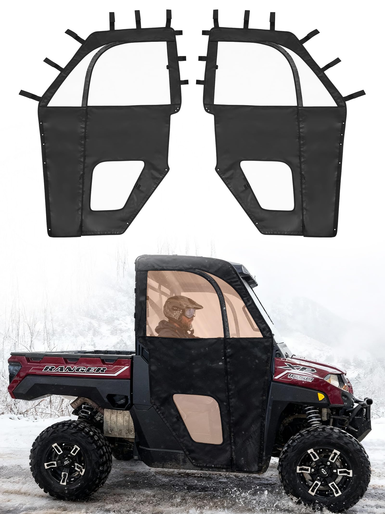 Photo 1 of ZIDIYORUO UTV Cab Enclosure Compatible with Polaris Ranger 1000 2020-2025, Ranger XP 1000 2017-2025, Waterproof PVC Doors & Insulated UTV Cab Window Set w/YKK Zipper, Easy Install & Remove, Durable