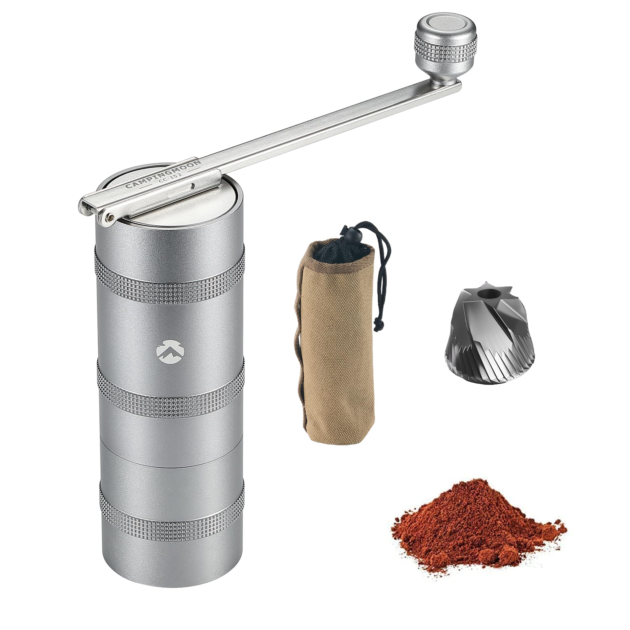 CAMPING MOON Manual Coffee Grinder, Stainless Steel Medium - Adjustable Coarseness, Compact & Portable, 25-27g Capacity, Ideal for Camping, Brewing Coffee