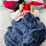 Bedsure Fleece Throw Blanket 150x200 cm Mineral Blue Microfibre view 2