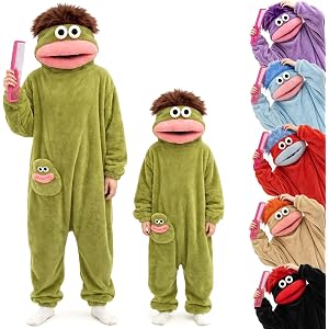 JingDan Big Mouth Monster Onesie, Funny Frog Hoodie, Cozy Flannel Pajamas with Giant Comb,Home Loungewear
