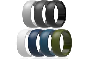 ThunderFit Silicone Wedding Rings for Men, Rubber Engagement Bands 8.7mm Wide 2.5mm Thick - 1/2/3/4/5/6/7/12/16 Variety Multipack