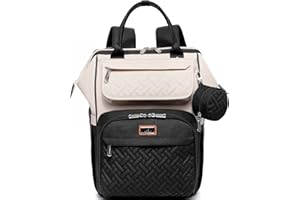 BabbleRoo Diaper Bag Backpack, Multifunction Nappy Changing Bag with Changing Pad, Stroller Straps & Pacifier Case, Unisex Stylish Travel Back Pack for Moms & Dads – Apricot & Black