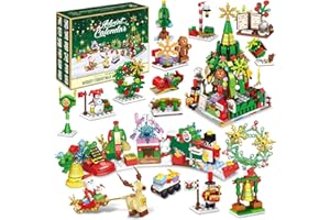 EVEANRO Advent Calendar 2024, 24 Boxes of Christmas Countdown Advent Calendars, 12-in-1 Christmas Tree and Street Building Blocks Set, For Children Teens Boys Girls Women Men Holiday Gift Ideas