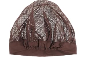 Yardenfun Breathable Wide-Brimmed Elastic Cotton Cap Hair Net for Food Service Home Use, Coffee Color