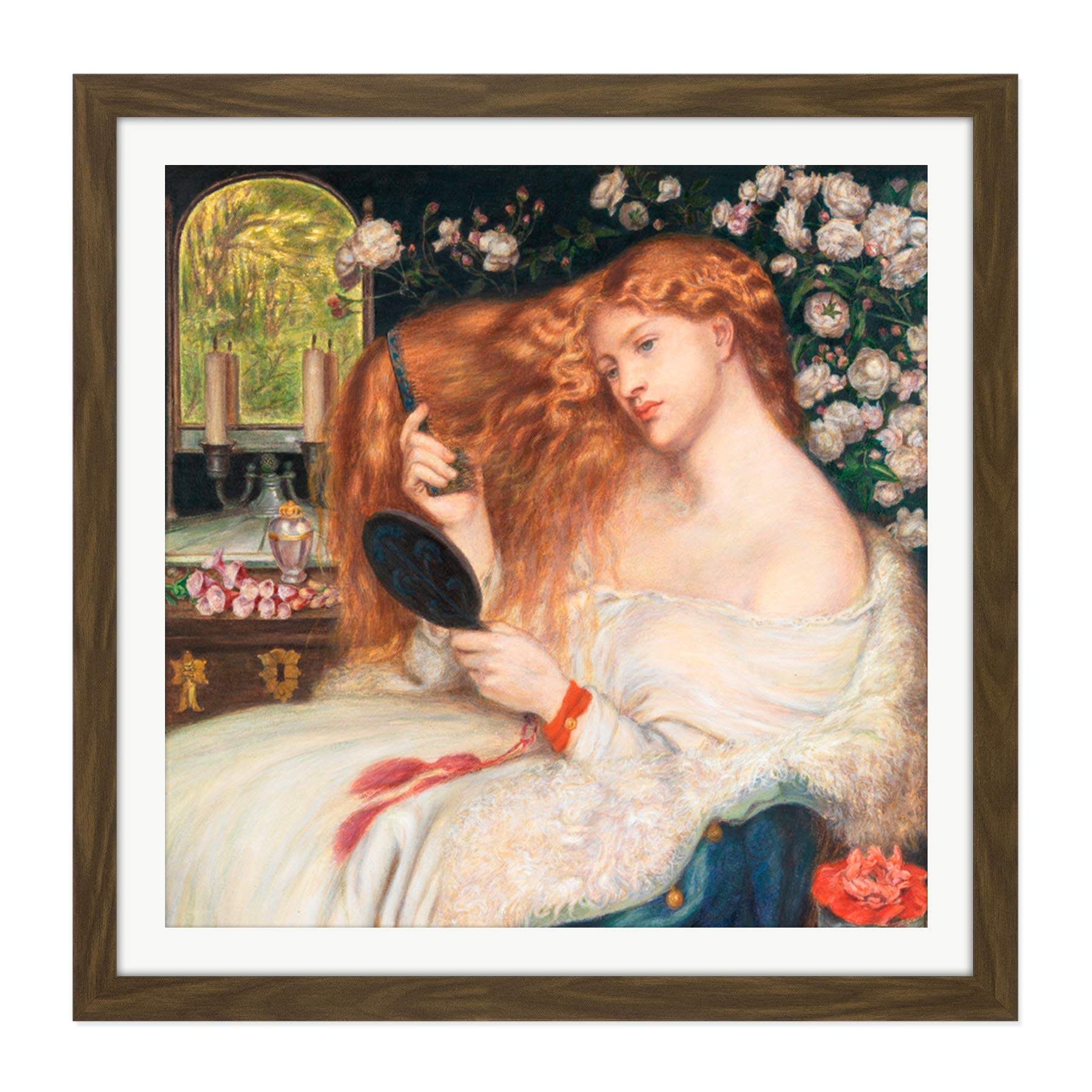Artery8 Rossetti Lady Lilith Painting Square Wooden Framed Wall Art Print Picture 16X16 Inch