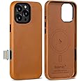 Belemay Leather Case for iPhone 16 Pro Max, Compatible with MagSafe [Camera Control Button] [Vintage Aesthetic] Premium Crazy Horse Leather, Unique Patina, Comfort Grip, Metal Buttons (6.9") Tan