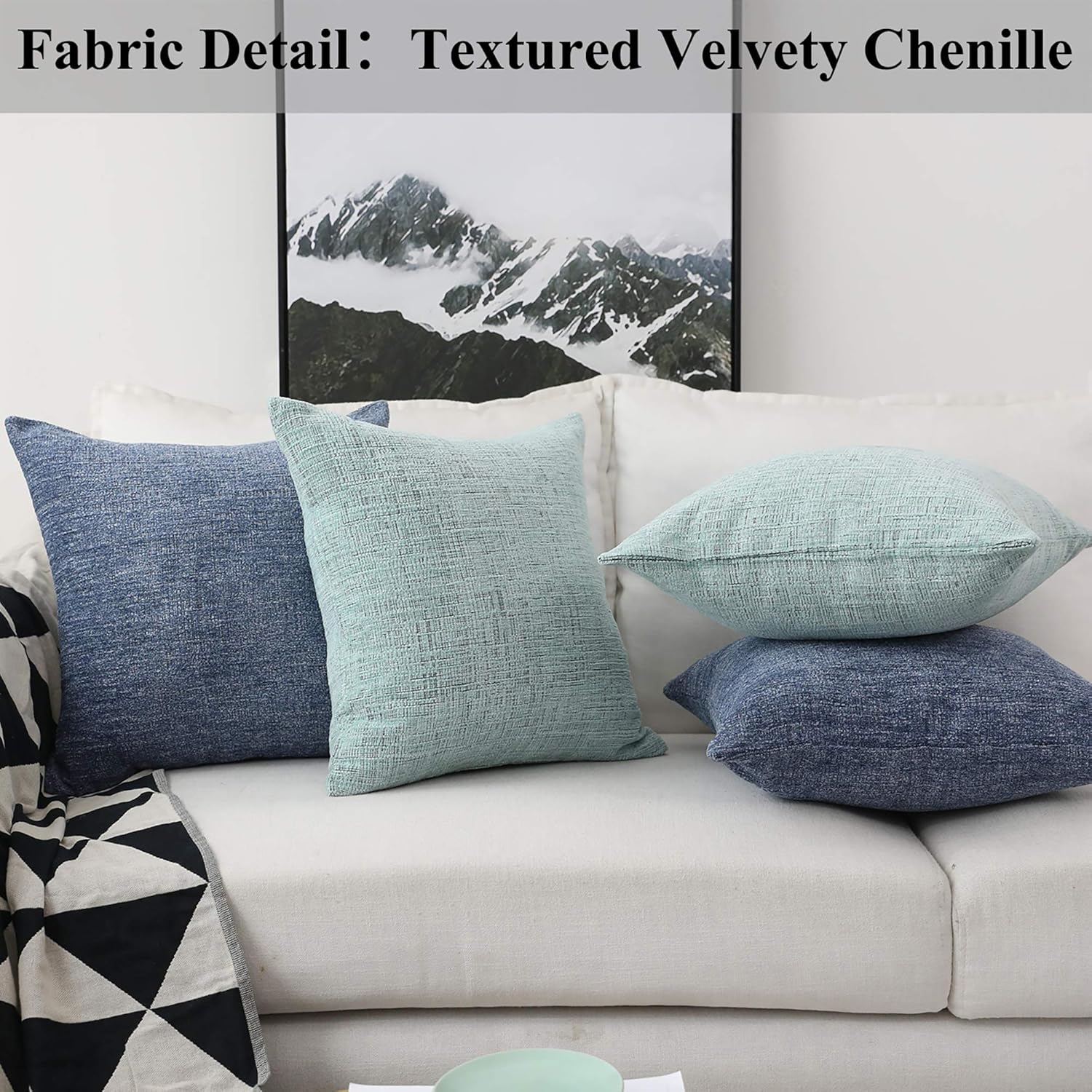 Home Brilliant Decorative Pillow Covers for Couch Throw Pillow Covers Sofa Bench, 2 Packs, 18x18 inches, Teal: Home & Kitchen