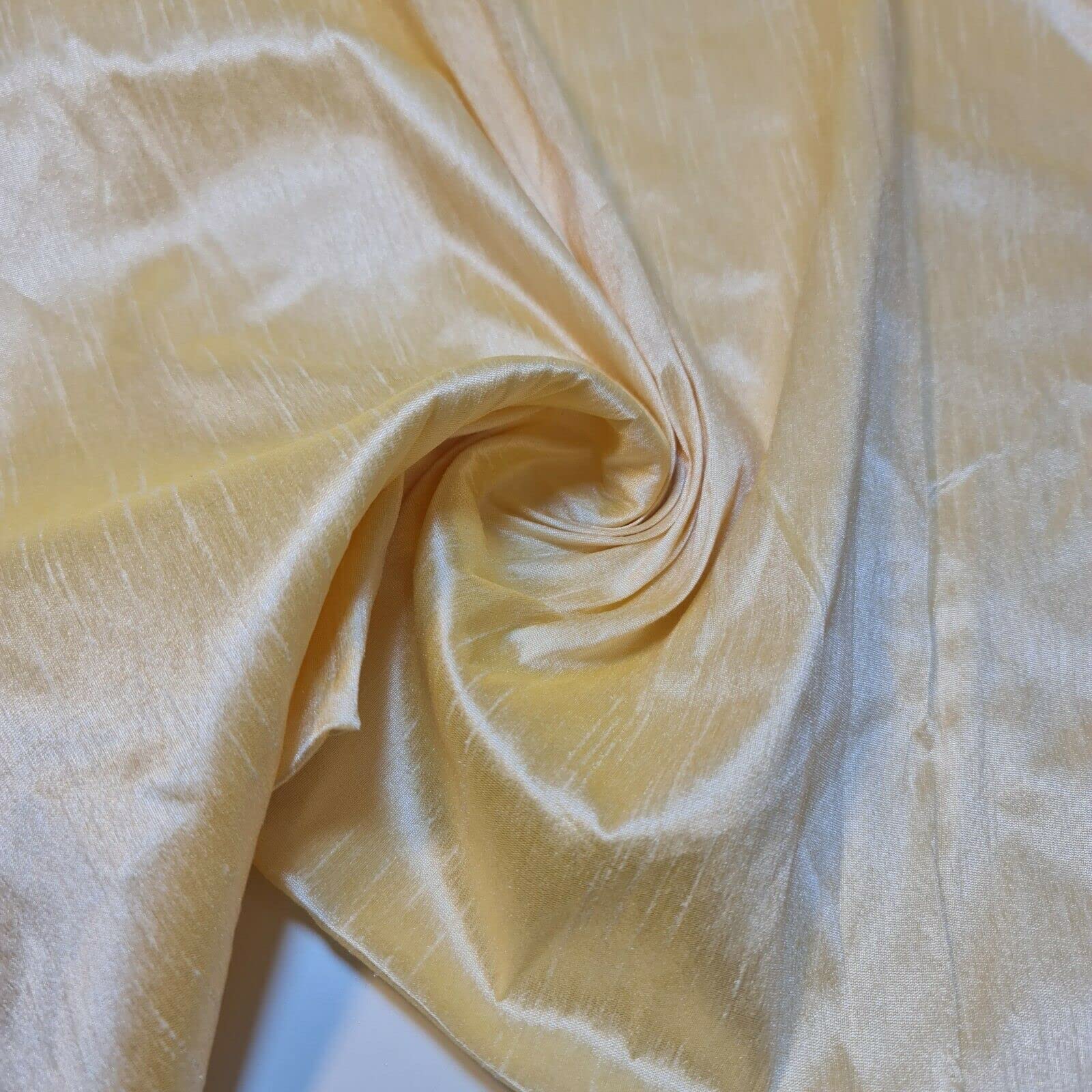 Luxury 100% Pure Mulberry Raw Silk Fabric Slubbed Handloom Upholstery Fabric Bridal Material Clearance by textile station 44" (Yellow Gold)