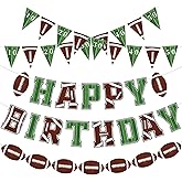 Football Happy Birthday Banners Pre-Strung American Football Pennant Banner Sports Theme Triangle Flag Garland for Boys Men Sport Birthday Party Bunting Decoration Bowl Game Supplies